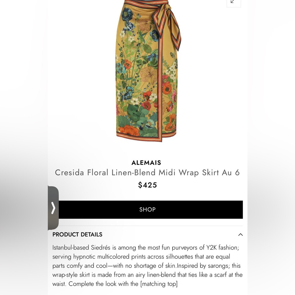 Alemais Yellow Floral Midi Wrap Skirt - Picture 4 of 9